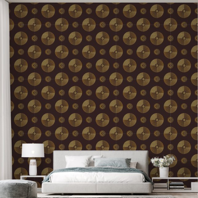 Modern Gold Art Deco Circles Wallpaper (Bedroom)