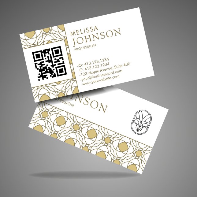 Modern Gold Art Deco Geometric Pattern Business Card (Creator Uploaded)