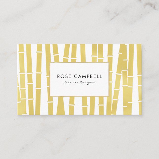 Modern Gold Bamboo Grove Business Card (Front)