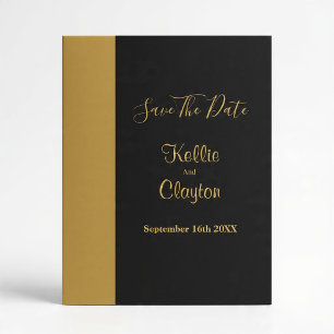 Modern Gold Bar Black Save The Date Invitation