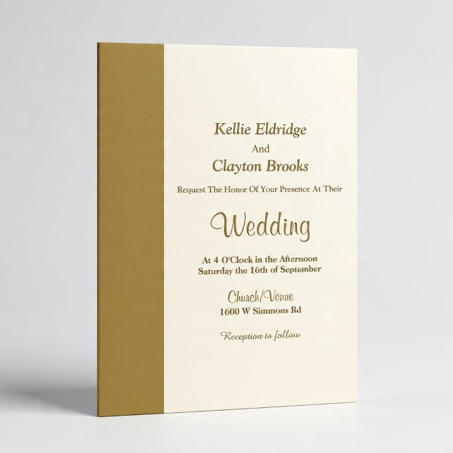 Modern Gold Bar Ivory Wedding Invitation (Creator Uploaded)
