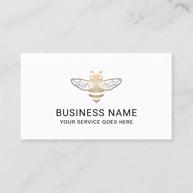 Modern Gold Bee Logo Business Card (Front)