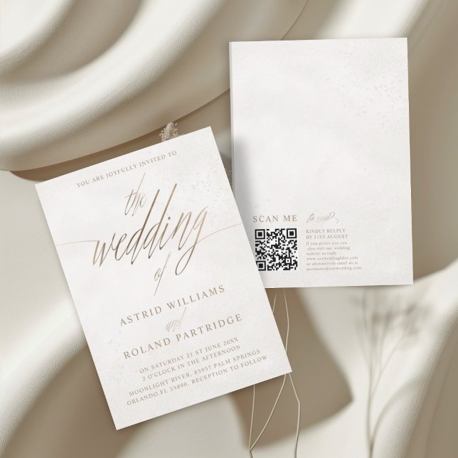 Modern Gold & Beige The Wedding of Calligraphy Invitation (Creator Uploaded)