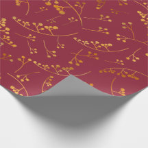 Modern gold berries illustration marsala pattern