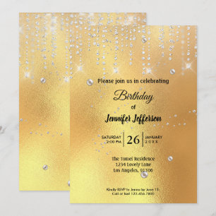 Modern gold Birthday invitation