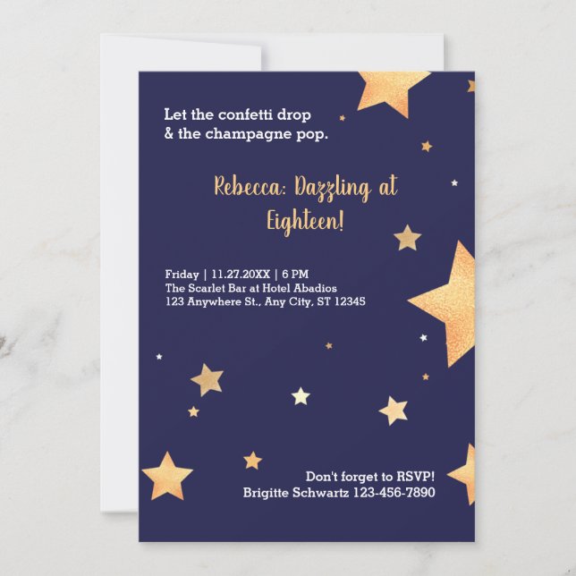 Modern gold birthday invitation (Front)
