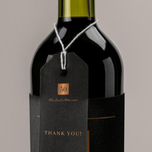 Modern gold black 50 years birthday thank you gift tags