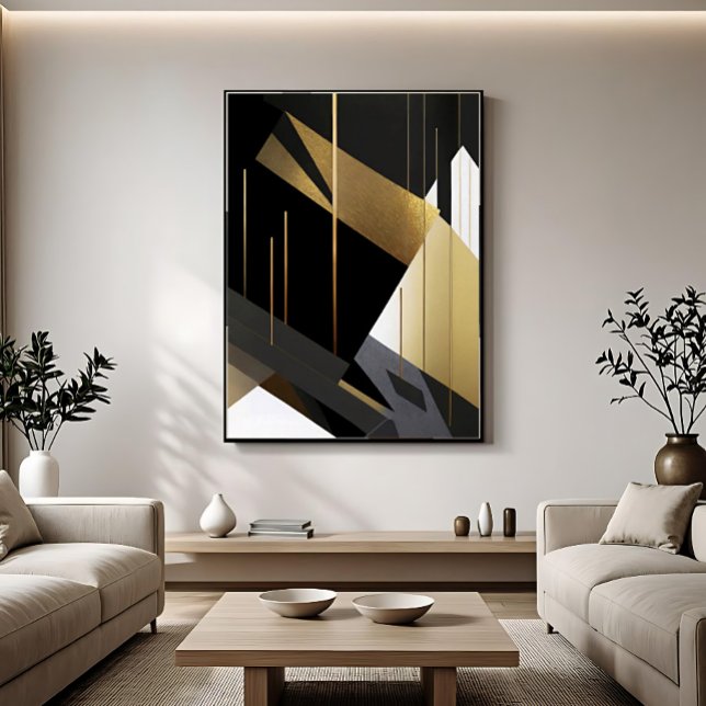 Modern Gold Black Abstract Geometric Canvas Print (Creator Uploaded)