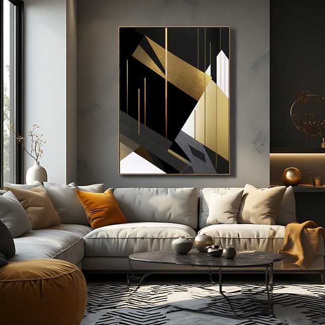 Modern Gold Black Abstract Geometric Poster (Creator Uploaded)