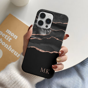 Modern Gold & Black Agate iPhone 14 Pro Case