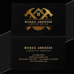 Modern Gold & Black Carpentry Service and Handyman Business Card