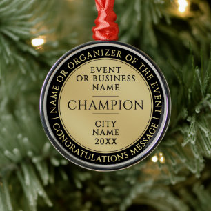 Modern Gold Black Champion Medal Business Prize Metal Tree Decoration