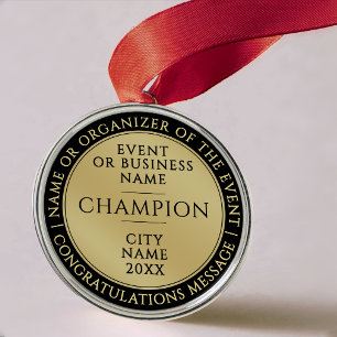 Modern Gold Black Champion Medal Business Prize Metal Tree Decoration