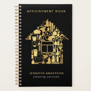 Modern Gold & Black Cleaning Services Appointment Planner