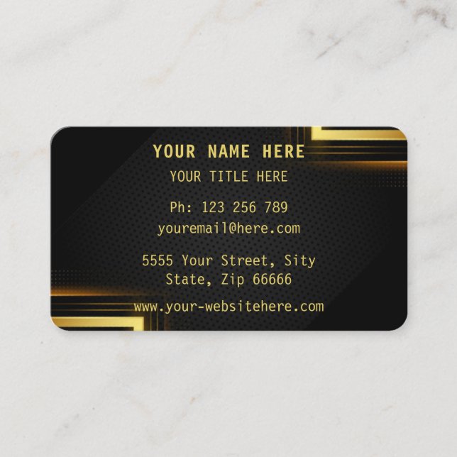 Modern Gold Black Design Your Business Card (Front)