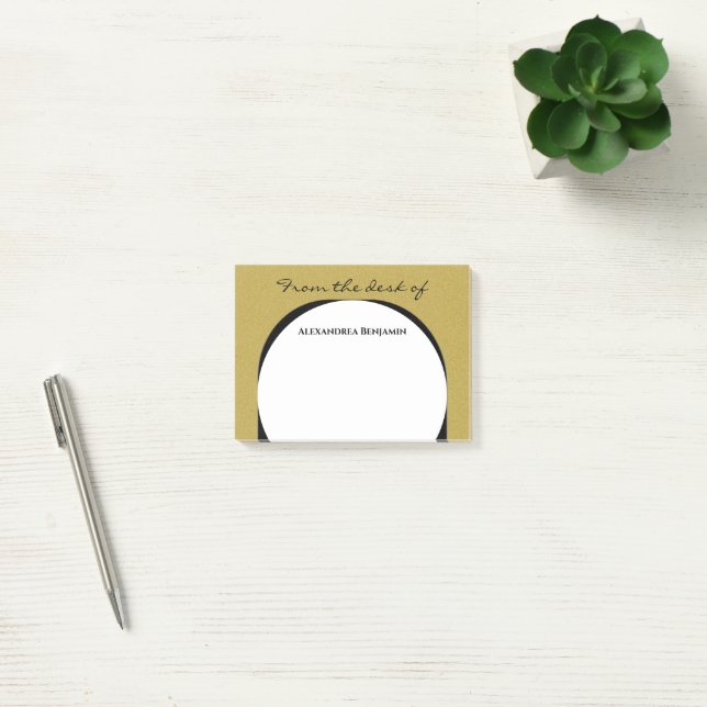 Modern Gold Black Elegant Classy Personalise Post-it Notes (Office)