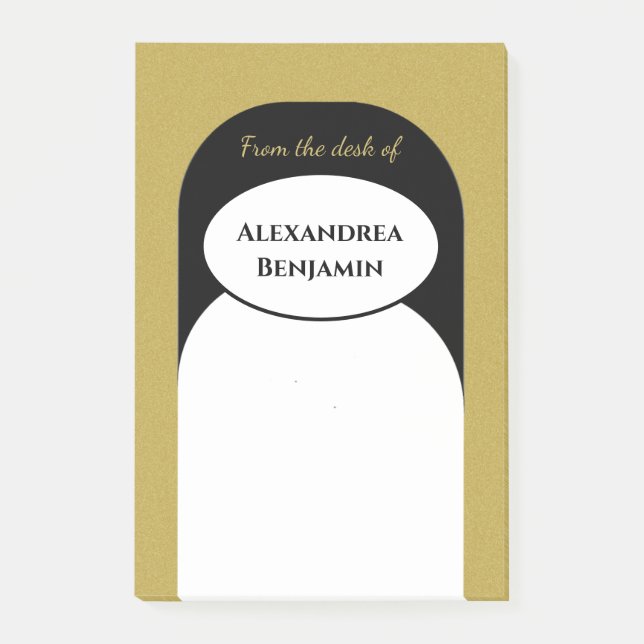 Modern Gold Black Elegant Professional Personalise Post-it Notes (Front)