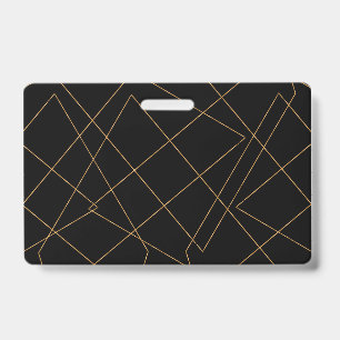 Modern Gold & Black Geometric Strokes Design ID Badge