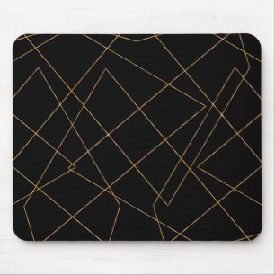 Modern Gold & Black Geometric Strokes Design Mouse Pad