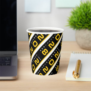 Modern Gold Black Graduation Party Paper Cups