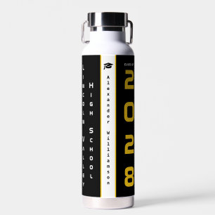 Modern Gold Black Graduation Water Bottle