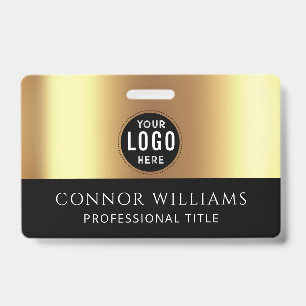 Modern Gold Black Logo Employee ID Badge