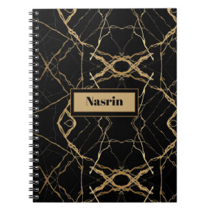Modern Gold & black Marble  Minimalist Luxury  Notebook