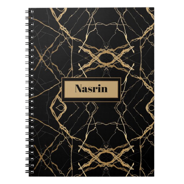 Modern Gold & black Marble  Minimalist Luxury  Notebook (Front)