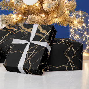 Modern Gold & black Marble  Minimalist Luxury  Wrapping Paper