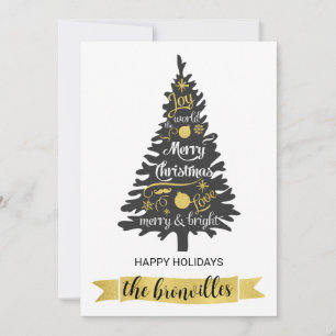 Modern Gold Black Minimal Christmas Greeting Holiday Card