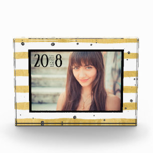 Modern Gold & Black Monogram Class of Photo Block