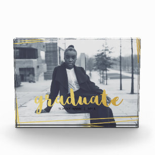 Modern Gold & Black Monogram Class of Photo Block