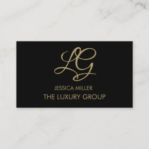Modern Gold Black Tie Luxury Elegant Script Logo Calling Card