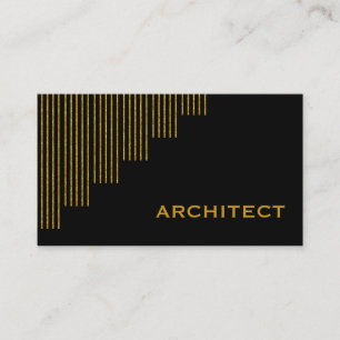 Modern gold, black vertical stripes architect business card