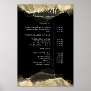 Modern Gold Black Watercolor Pricelist  Poster