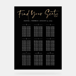Modern Gold & Black Wedding Seating Chart