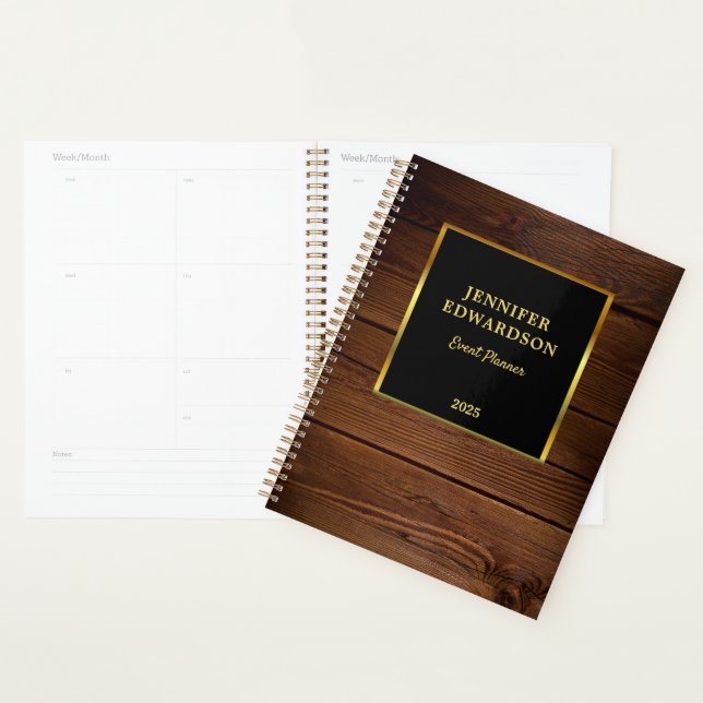 Modern gold black wood professional business planner (Display)