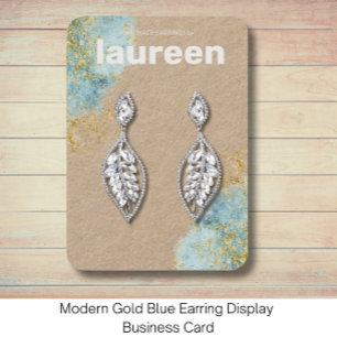 Modern Gold Blue Earring Display Business Card
