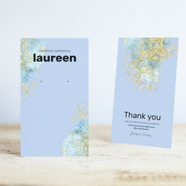 Modern Gold Blue Earring Display  Business Card (Creator Uploaded)