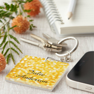 Modern Gold Bokeh Acrylic Keychain