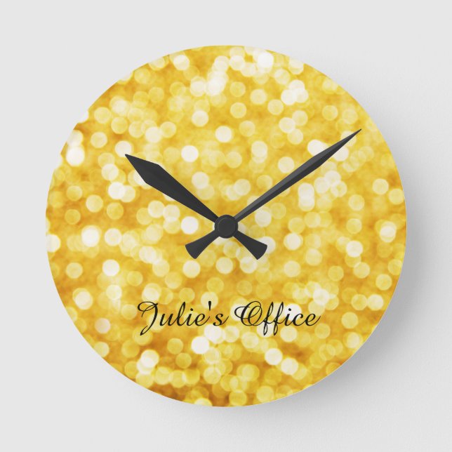 Modern Gold Bokeh Acrylic Wall Clock (Front)