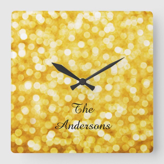 Modern Gold Bokeh Wall Clock (Front)