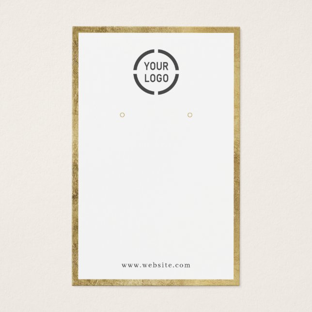 Modern gold border custom logo earring display (Front)