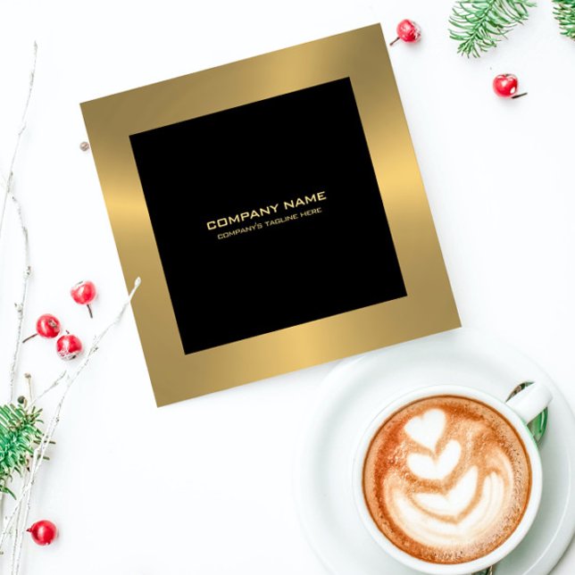 Modern Gold Border on Black Square Business Card (Creator Uploaded)
