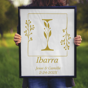 Modern Gold Botanical Letter I  Personalised Poster