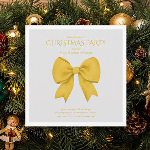 Modern Gold Bow Christmas Holiday Party  Invitation