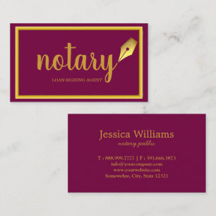 Modern Gold & Brown Notary Loan Signing Agent Business Card