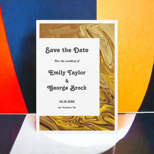 Modern Gold Brown Terracotta Abstract Art Wedding  Save The Date