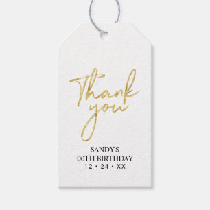 Modern Gold Brush Lettering Party Favour Thank you Gift Tags