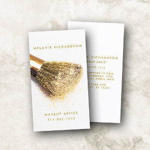 Modern Gold Brush Makeup Artist Business Card